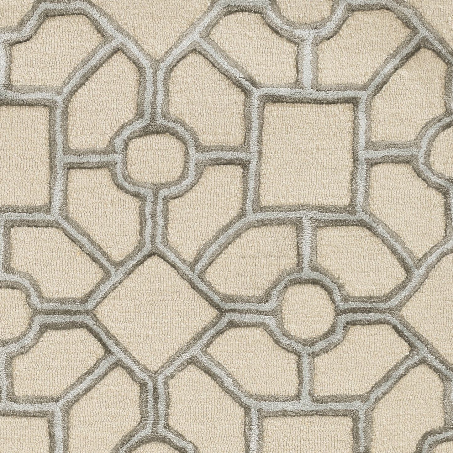 8' Beige Wool Geometric Hand Tufted Runner Rug