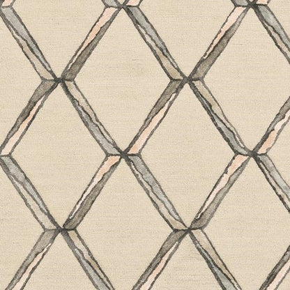 115' Cream Wool Geometric Hand Tufted Area Rug