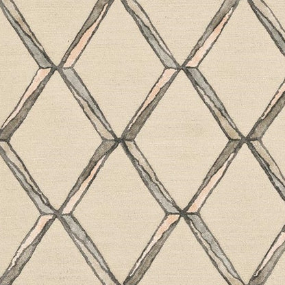 115' Cream Wool Geometric Hand Tufted Area Rug