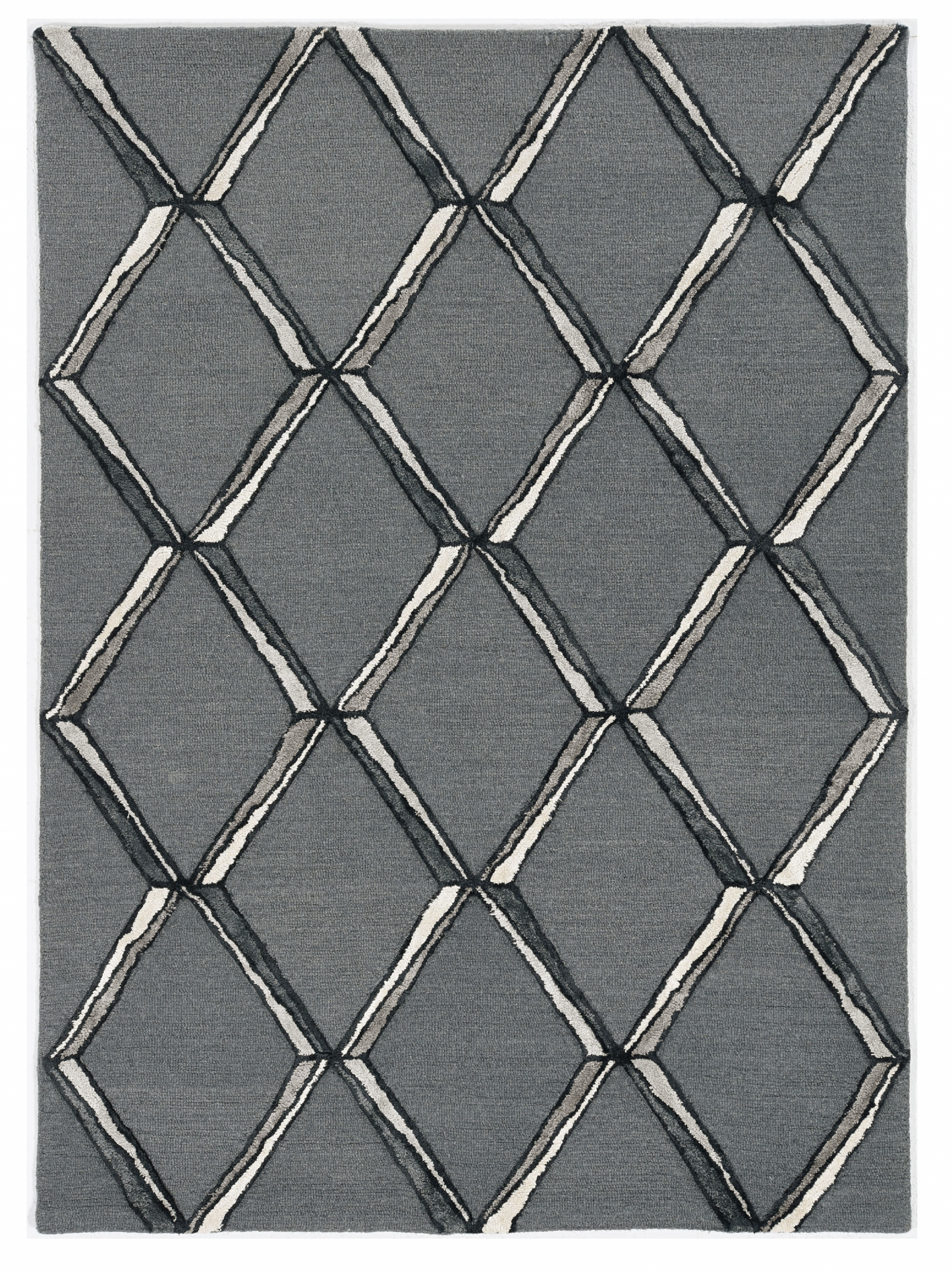 8' X 10' Gray Wool Geometric Hand Tufted Area Rug