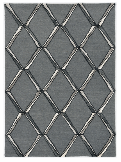 8' X 10' Gray Wool Geometric Hand Tufted Area Rug