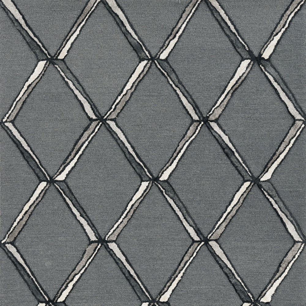 8' X 10' Gray Wool Geometric Hand Tufted Area Rug