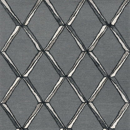 8' X 10' Gray And Ivory Wool Geometric Hand Tufted Area Rug