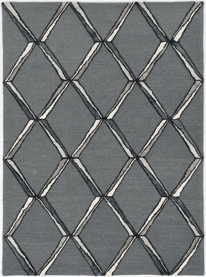 8' X 10' Gray Wool Geometric Hand Tufted Area Rug