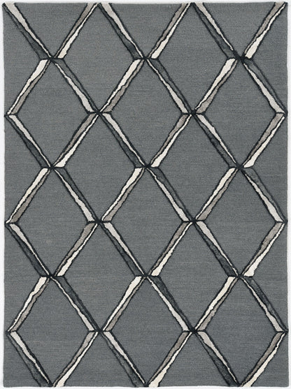 8' X 10' Gray And Ivory Wool Geometric Hand Tufted Area Rug