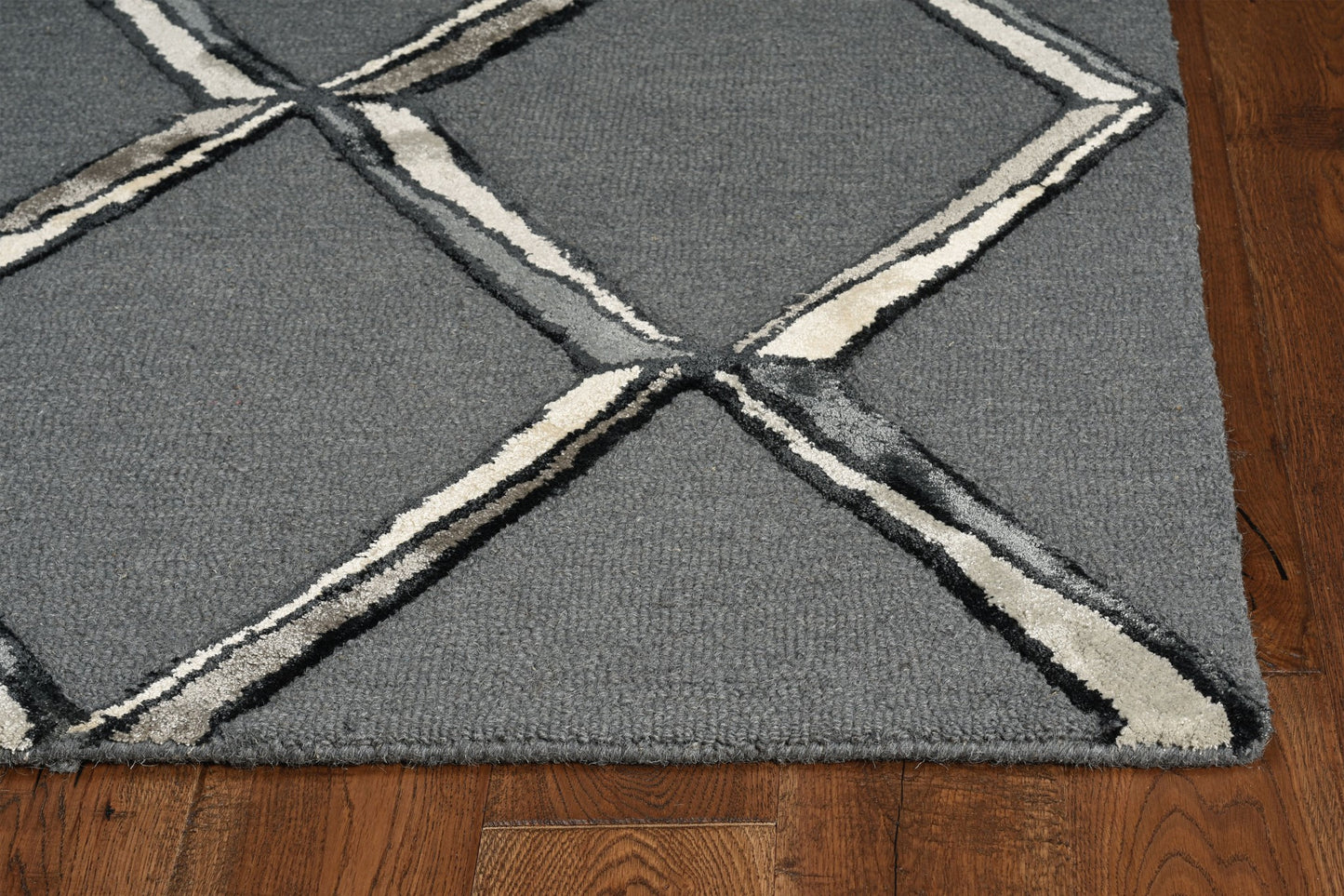 8' X 10' Gray And Ivory Wool Geometric Hand Tufted Area Rug
