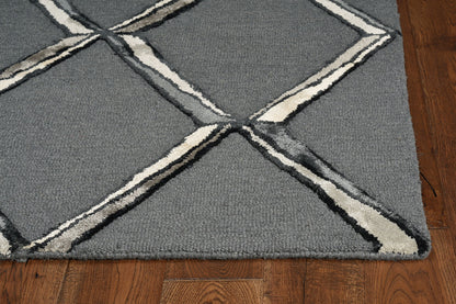 8' X 10' Gray And Ivory Wool Geometric Hand Tufted Area Rug