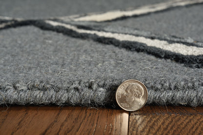 8' X 10' Gray And Ivory Wool Geometric Hand Tufted Area Rug