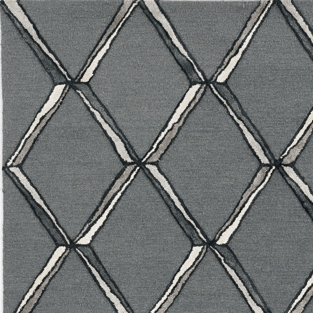 8' X 10' Gray Wool Geometric Hand Tufted Area Rug