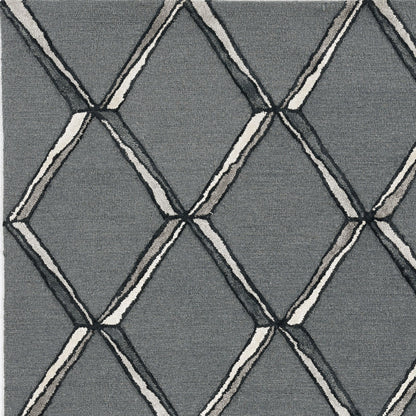 8' X 10' Gray Wool Geometric Hand Tufted Area Rug