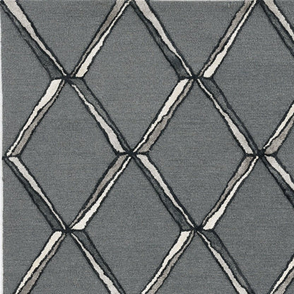 8' X 10' Gray And Ivory Wool Geometric Hand Tufted Area Rug
