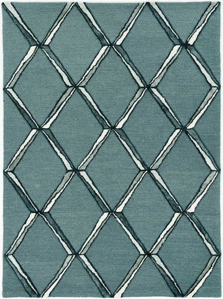8' X 10' Gray And Ivory Wool Geometric Hand Tufted Area Rug