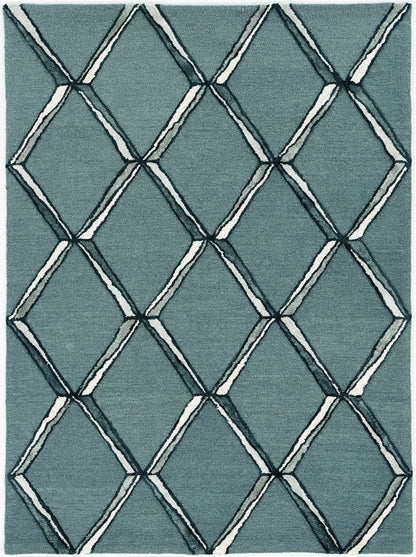 8' X 10' Gray And Ivory Wool Geometric Hand Tufted Area Rug