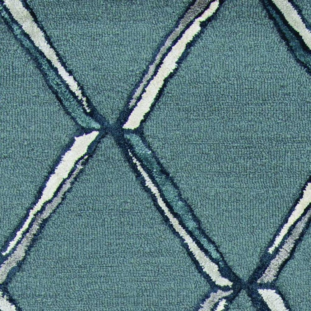 8' X 10' Gray And Ivory Wool Geometric Hand Tufted Area Rug