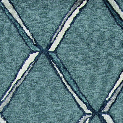 8' X 10' Gray And Ivory Wool Geometric Hand Tufted Area Rug