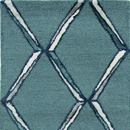 8' X 10' Gray And Ivory Wool Geometric Hand Tufted Area Rug