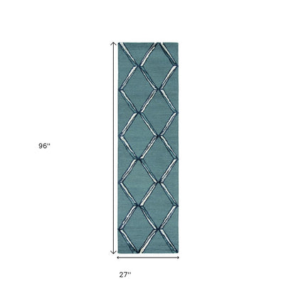 8' X 10' Gray And Ivory Wool Geometric Hand Tufted Area Rug