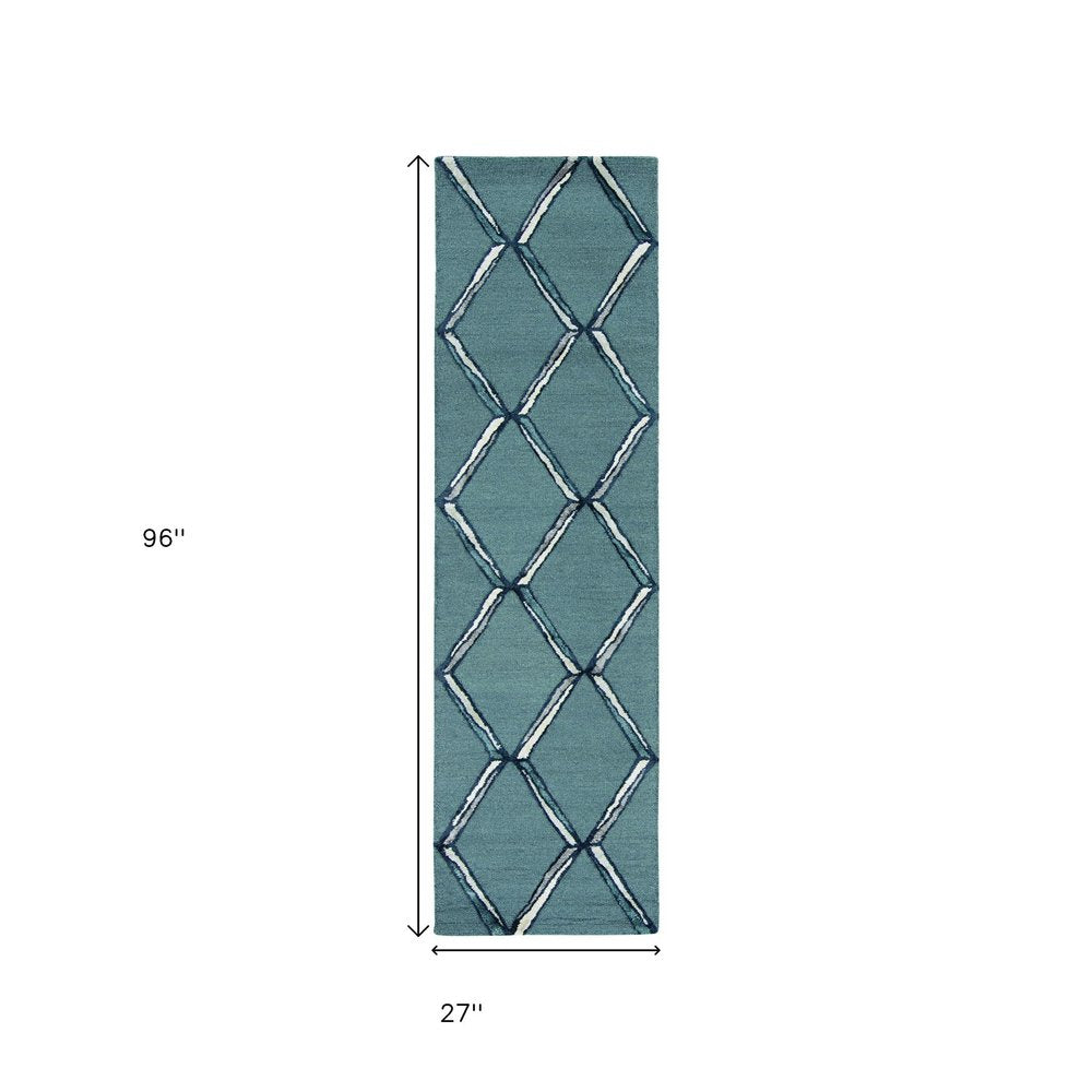 8' X 10' Gray And Ivory Wool Geometric Hand Tufted Area Rug