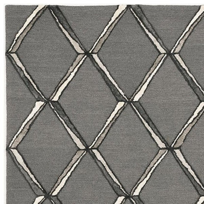 8' X 10' Gray And Ivory Wool Geometric Hand Tufted Area Rug