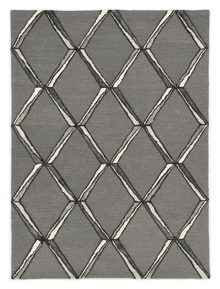 8' X 10' Gray And Ivory Wool Geometric Hand Tufted Area Rug