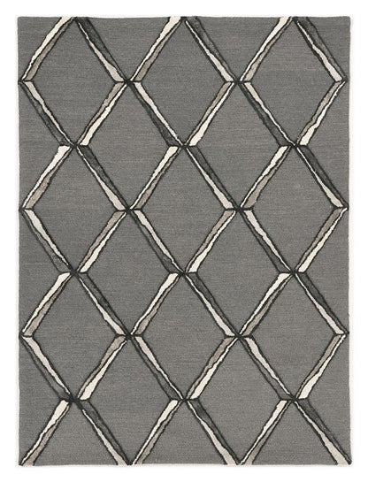 8' X 10' Gray And Ivory Wool Geometric Hand Tufted Area Rug