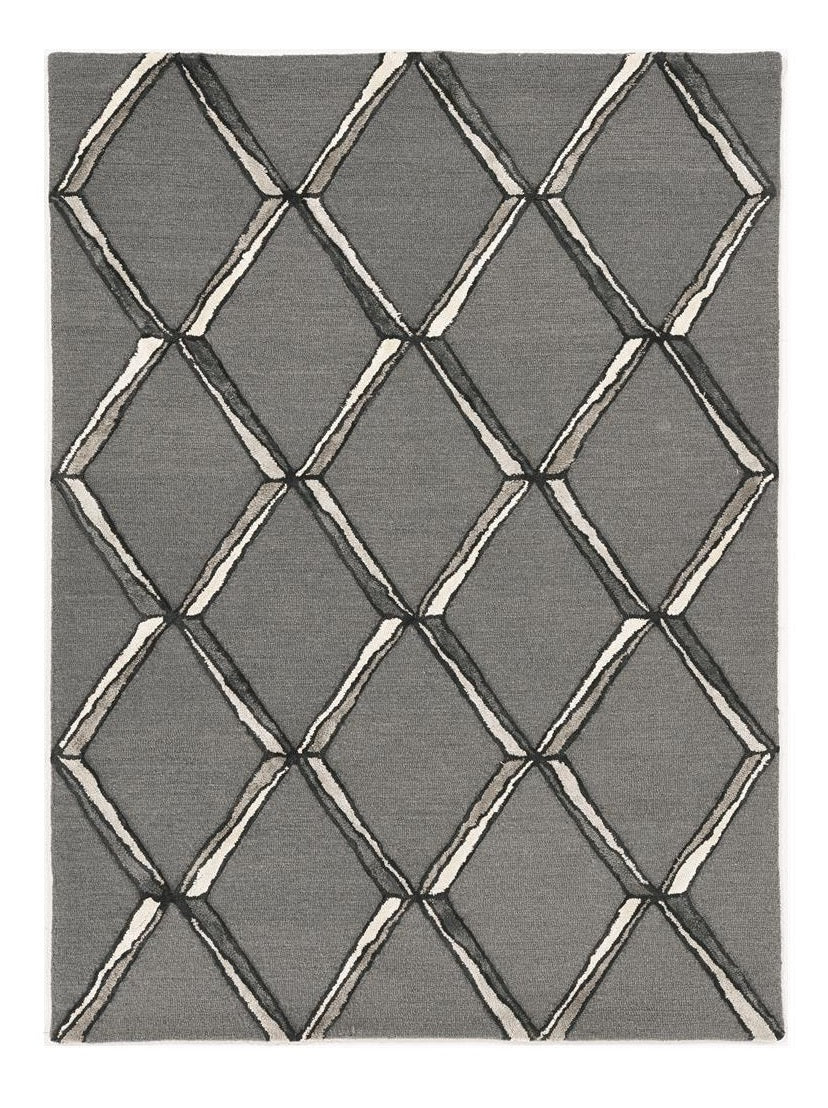 8' X 10' Gray Wool Geometric Hand Tufted Area Rug