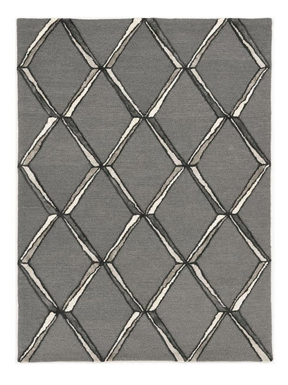 8' X 10' Gray And Ivory Wool Geometric Hand Tufted Area Rug
