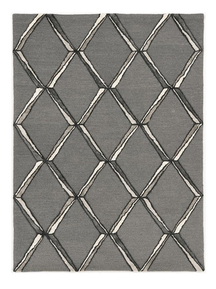 8' X 10' Gray And Ivory Wool Geometric Hand Tufted Area Rug