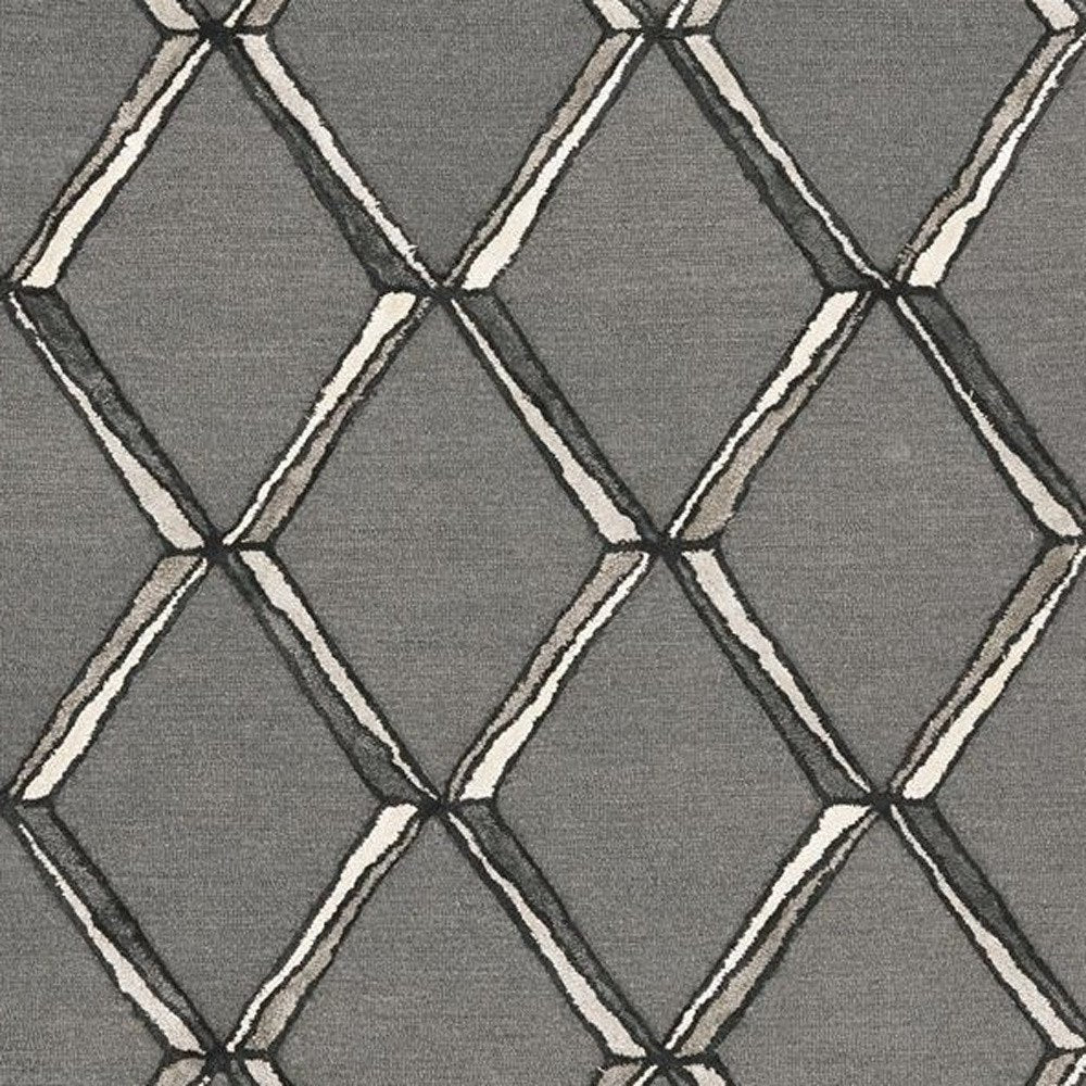 8' X 10' Gray And Ivory Wool Geometric Hand Tufted Area Rug