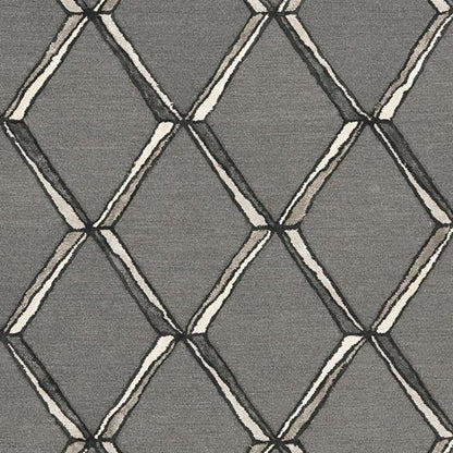 8' X 10' Gray And Ivory Wool Geometric Hand Tufted Area Rug