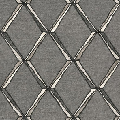 8' X 10' Gray And Ivory Wool Geometric Hand Tufted Area Rug