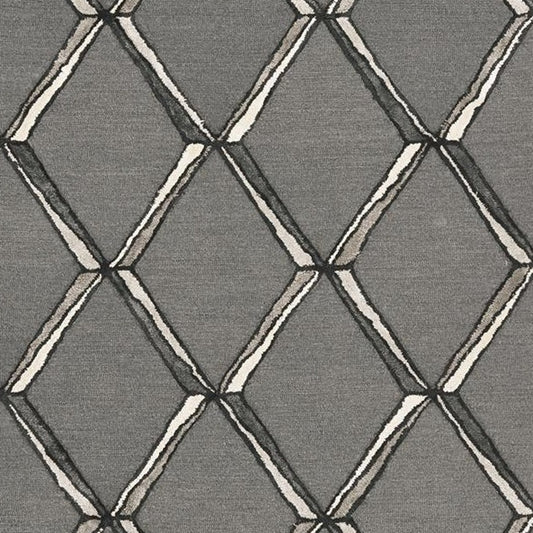 8' X 10' Gray And Ivory Wool Geometric Hand Tufted Area Rug