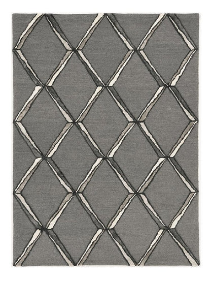 8' X 10' Gray And Ivory Wool Geometric Hand Tufted Area Rug