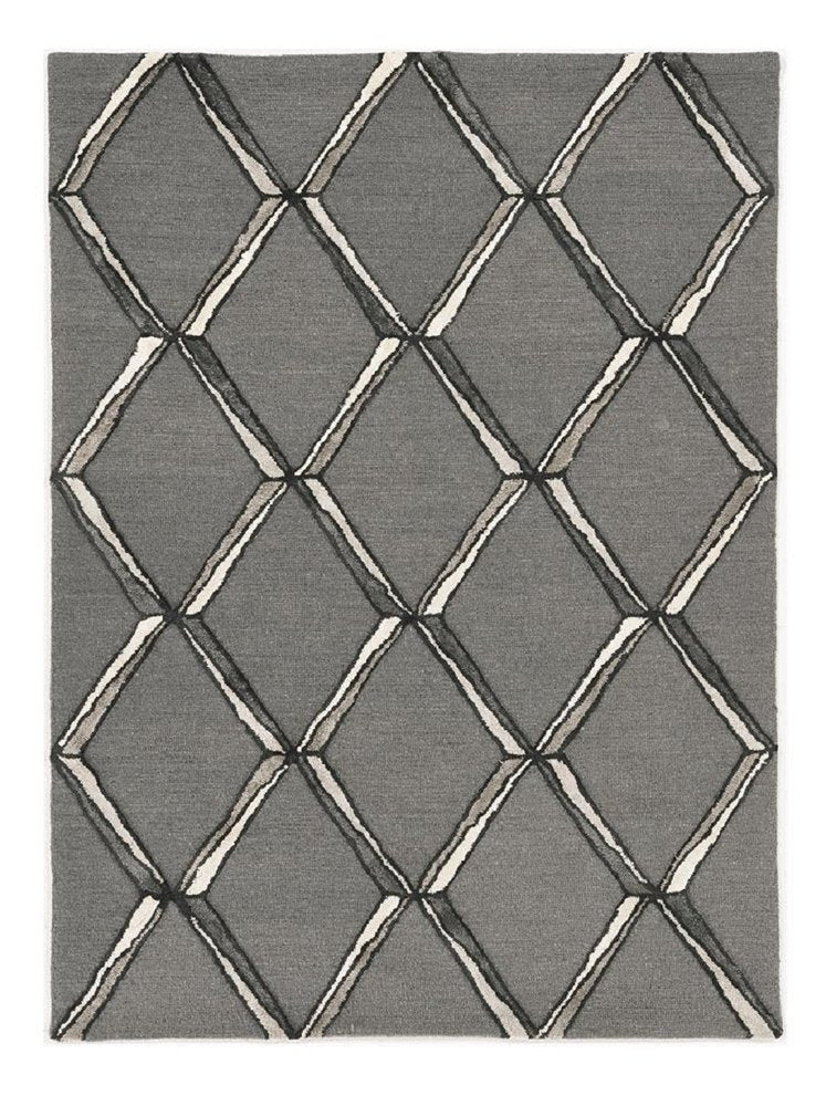 8' X 10' Gray And Ivory Wool Geometric Hand Tufted Area Rug