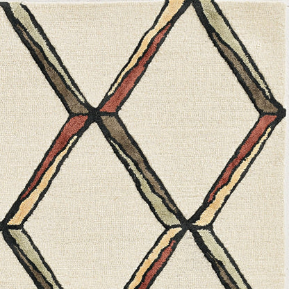 115' Beige Rust and Gold Wool Geometric Hand Tufted Area Rug