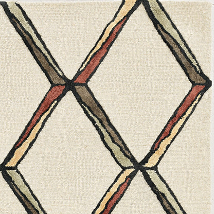 8' Beige Rust And Gold Wool Geometric Hand Tufted Runner Rug