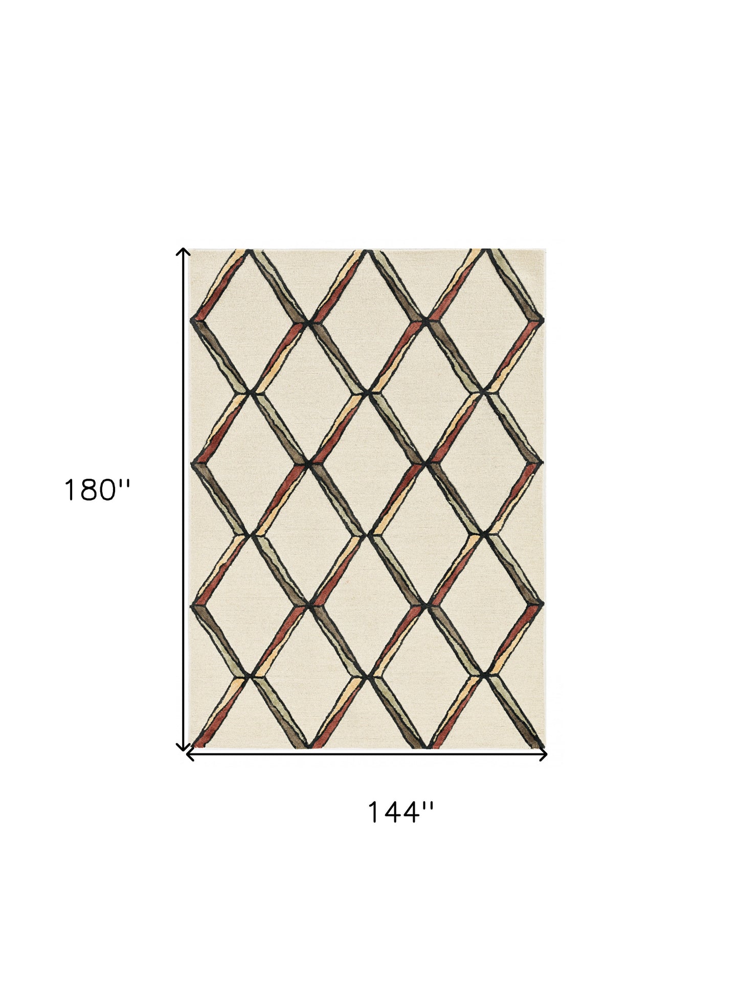 115' Beige Rust and Gold Wool Geometric Hand Tufted Area Rug