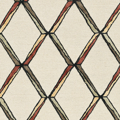 115' Beige Rust and Gold Wool Geometric Hand Tufted Area Rug