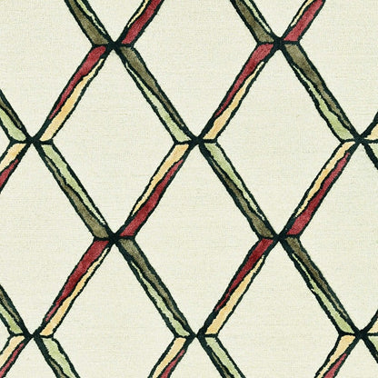 8' Beige Rust And Gold Wool Geometric Hand Tufted Runner Rug