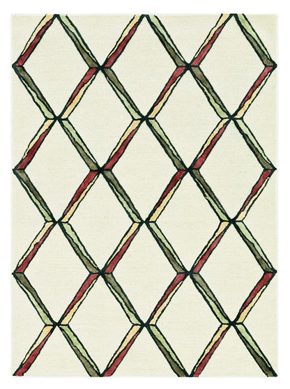 8' Beige Rust And Gold Wool Geometric Hand Tufted Runner Rug