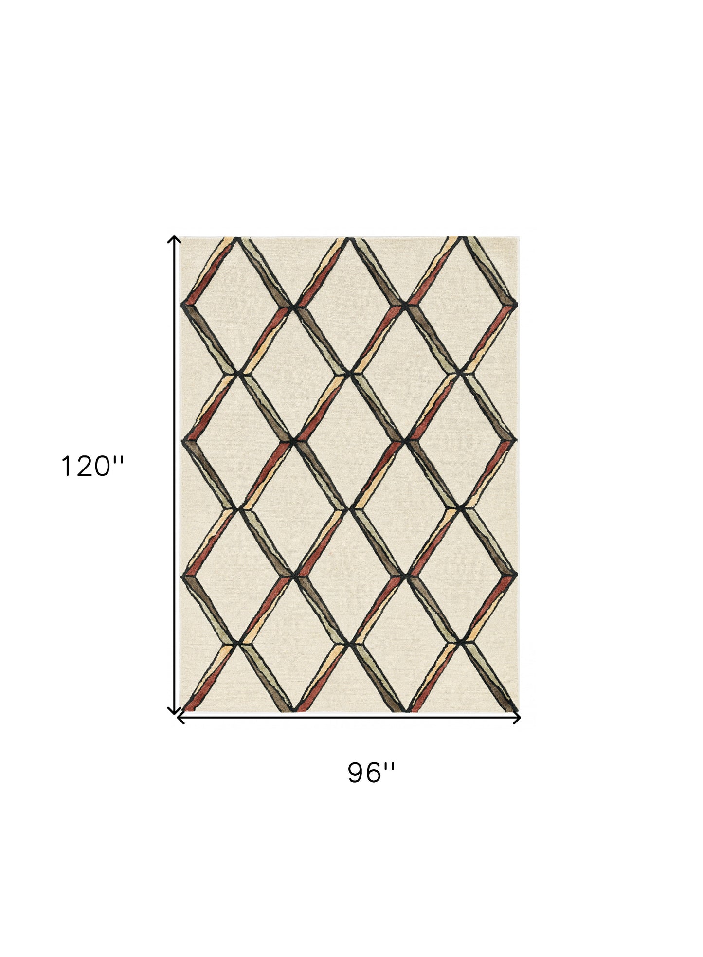 115' Beige Rust and Gold Wool Geometric Hand Tufted Area Rug