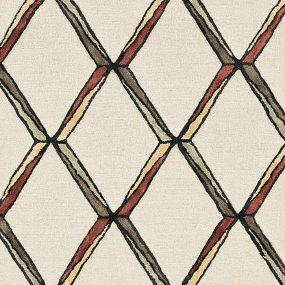 8' Beige Rust And Gold Wool Geometric Hand Tufted Runner Rug