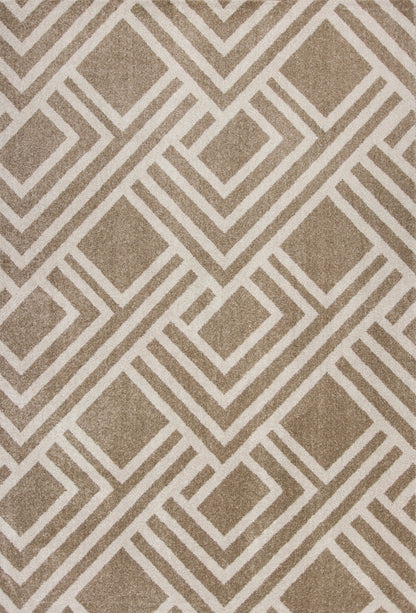 3' X 5' Beige Geometric Indoor Outdoor Area Rug