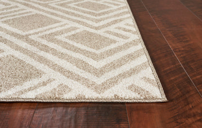 3' X 5' Beige Geometric Indoor Outdoor Area Rug