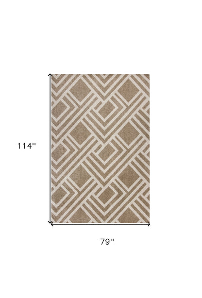 3' X 5' Beige Geometric Indoor Outdoor Area Rug