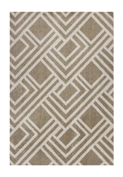 3' X 5' Beige Geometric Indoor Outdoor Area Rug