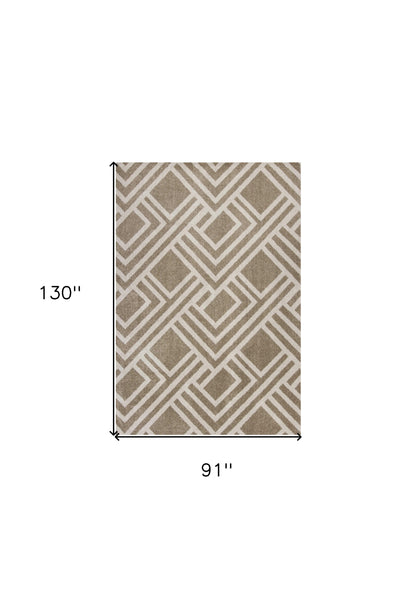 3' X 5' Beige Geometric Indoor Outdoor Area Rug
