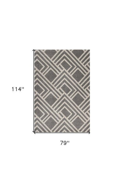 5' X 8' Gray Geometric Indoor Outdoor Area Rug