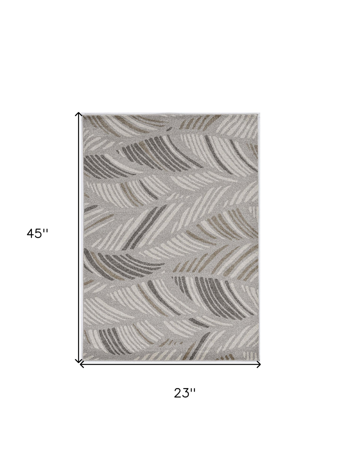 2' X 3' Gray Botanical Leaves Area Rug