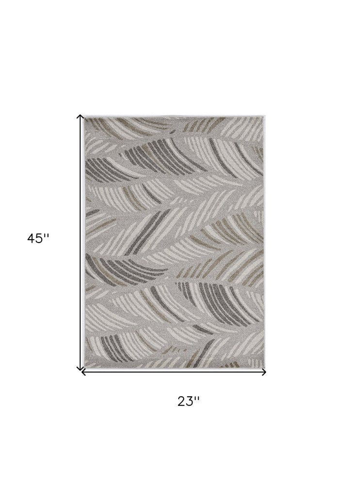 3' X 5' Beige And Brown Tropical Botanical Area Rug